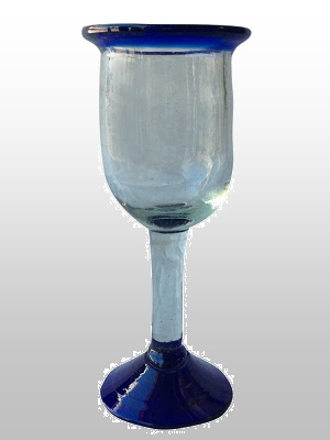 MEXICAN-GLASSWARE / Cobalt-Blue-Rim-Wine-Goblet