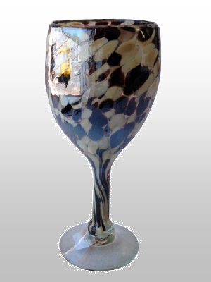 MEXICAN-GLASSWARE / Pearly-Blue-Confetti-Wine-Glass