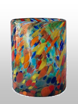 Wholesale MEXICAN GLASSWARE / Blue-Confetti-blown-glass-tumbler