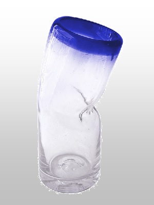 Wholesale MEXICAN GLASSWARE / Borracho-Tall-Iced-Tea-Glass-Cobalt-Rim