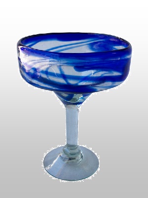 VIDRIO SOPLADO al Mayoreo / Cobalt-Swirl-Margarita-Glass