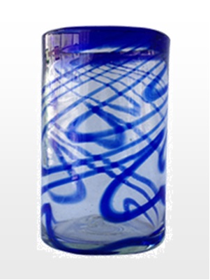 Wholesale MEXICAN GLASSWARE / Cobalt-Swirl-drinking-glass