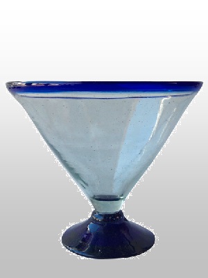 Wholesale MEXICAN GLASSWARE / Stemless-Cobalt-Blue-Rim-Martini-Glass